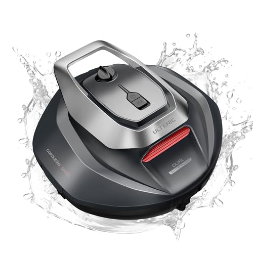 Ultenic Pooleco 10 Robot Limpiafondos Piscina, 90Min, 80m², Recogida sin Gancho, Estacionamiento Automático, Aspirador Piscina Fondos sin Cable con 2 Motores, 5200mAh, para Piscina Elevada y Enterrada