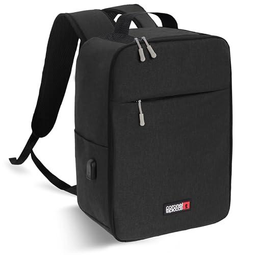 49% DESCUENTO Coronel Tapioca Mochila viaje cabina avion 40x20x25 Mochila ryanair 40x20x25 Mochila cabina de viaje Mochila de viaje adaptada para cualquier viaje y aerolínea (Negro)