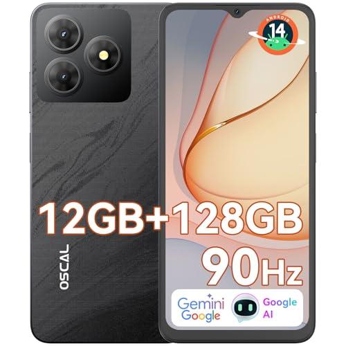 OSCAL 2025 Flat 2 Movil Gemini AI Android 14 12GB+128GB/2TB TF, 6.56″ 90Hz Smartphone, Batería 5000mAh, Cámara 13MP+8MP, 4G Dual SIM, Octa Core/Face ID/OTG/GPS/3 Años Garantía Negro