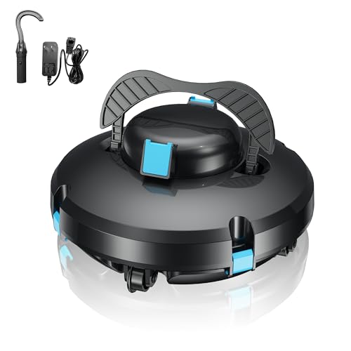 Vozascly S1 Robot Limpiafondos Piscina, Batería de Doble Motor, 130Min de Autonomía para Piscinas Elevadas de hasta 100m², Sube Pendientes de 18°, Estacionamiento Auto, Doble Filtración
