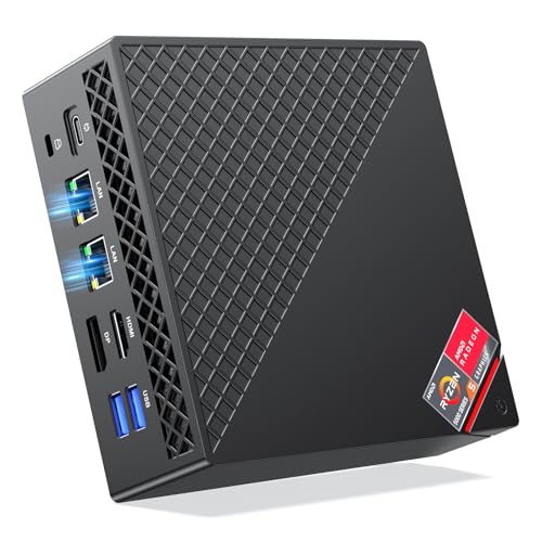 NiPoGi AM06PRO Mini PC, AMD Ryzen 7 5825U 32GB DDR4(Defeat 5700U, hasta 4,5 GHz), 512GB M.2 SSD Mini Ordenador WiFi 6/BT 5,Dual LAN, 4K UHD Triple Display DP+HDMI+Type C, Micro PC Win 11 Pro