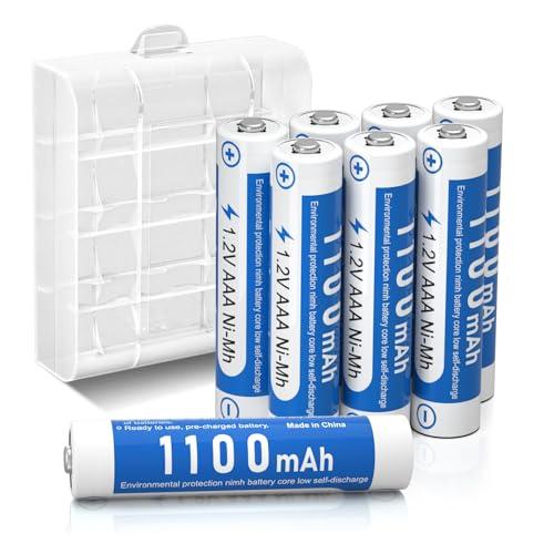 63% DESCUENTO 1100mAh AAA Ni MH Pilas Recargables de 1,2V para los Equipos Domésticos con Estuches de Almacenamiento (8 Piezas)