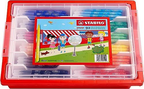 55% DESCUENTO Stabilo Power – Schoolpack de 144 rotuladores punta media – 12 colores surtidos