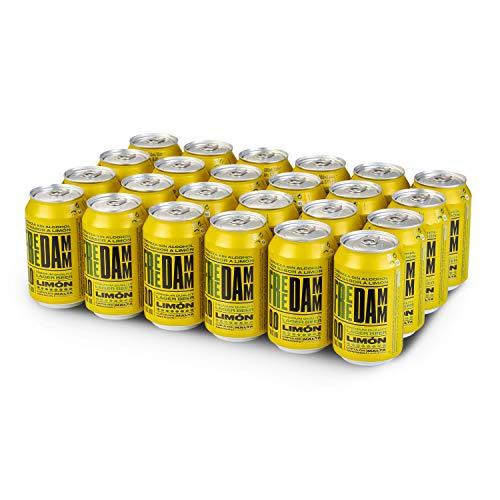 DESCUENTAZO 43% DESCUENTO Free Damm con Limón | Cerveza Sin Alcohol 0,0% | Limas Ácidas | Pack 24 Latas x 33 cl | Total 7920 ml