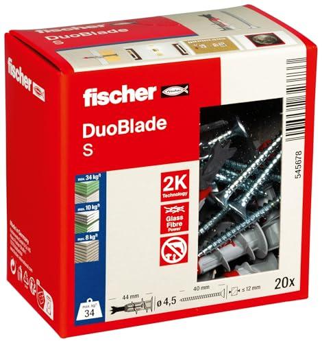 62% DESCUENTO fischer   DuoBlade con Tornillos | Tacos para Pladur Autoperforantes para Colgar Cuadros Sin Taladrar | Soporte de TV, Relojes | Aplicación Facil con Destornillador de Punta PZ 2 | (20 Uds.)