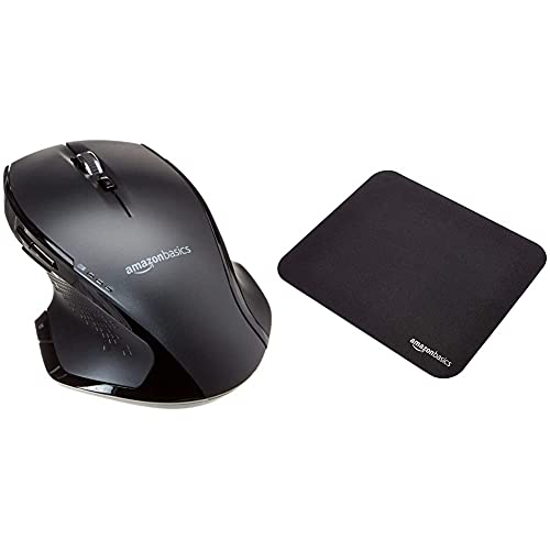 26% DESCUENTO Amazon Basics – Ratón Inalámbrico Ergonómico De Tamaño Normal con Rueda Rápida + Alfombrilla De Ratón para Videojuegos