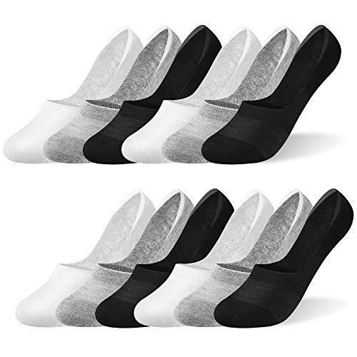 Rovtop   Calcetines invisibles de malla transpirable neutro, 12 pares de calcetines con antideslizante de silicona Negro 39 46