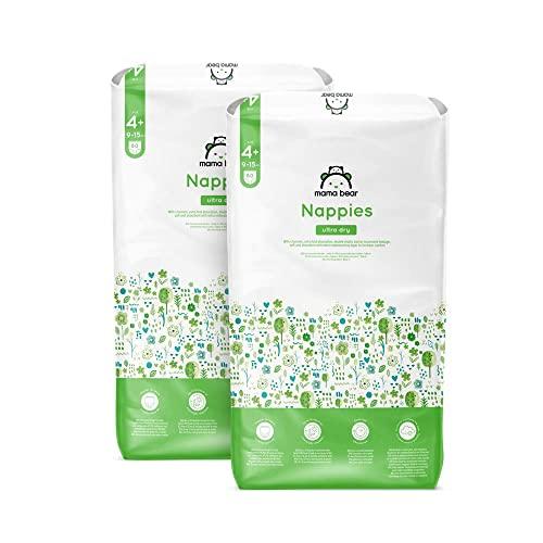 34% DESCUENTO Marca Amazon Mama Bear Pañales ultra secos, Talla 4+ (9 15 kg), Con canales, Blanco, 160 Unidad (2 Paquetes de 80) Nueva versión