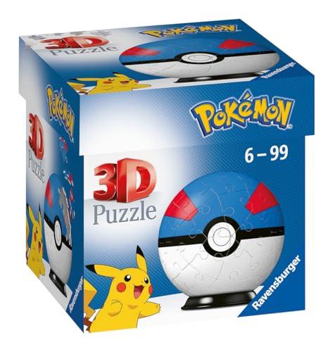 Ravensburger Puzzle 3D, Pokémon Super Ball, Maqueta para Adultos y Niños de 6+ Años, Rompecabezas de 55 Piezas
