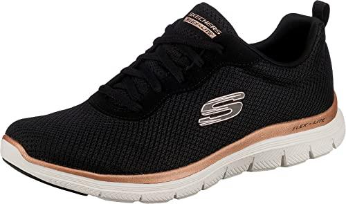 45% DESCUENTO Skechers Flex Appeal 4.0 Brilliant View Regular, Zapatillas Mujer, Black Mesh Rose Gold Trim, 40 EU
