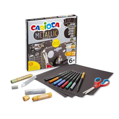 Carioca Caja de Juego Metállic Set | para Realizar creatividades con Efecto metálico con cartulinas en 3D | 17 Piezas