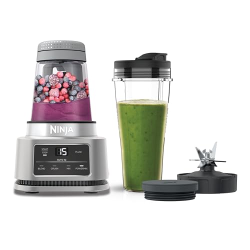 44% DESCUENTO Ninja Foodi Power Nutri Batidora de vaso 2 en 1, 1100 W, 4 programas automáticos, Auto iQ, mezclas espesas y bebidas heladas, vaso de 700 ml y bol de 400 ml con Power Paddle, en plateado, CB100EU