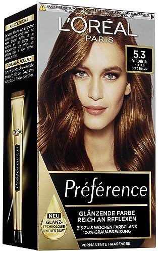 57% DESCUENTO L’Oréal Paris Préférence 5.3 Tinte permanente para el cabello con coloración y bálsamo para el cuidado del cabello, color marrón claro (Virginia)