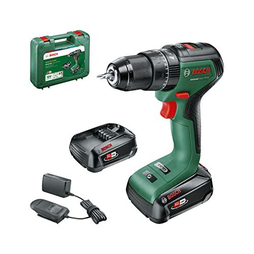 21% DESCUENTO Bosch Home and Garden taladro percutor a batería UniversalImpact 18V 60 (2 baterías de 2,0 Ah, sistema de 18 V, en maletín de transporte)