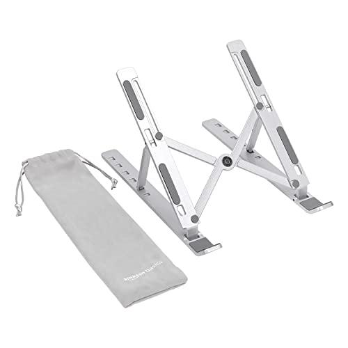 Amazon Basics Soporte para portátil con 6 ángulos ajustables se adapta a portátiles de entre 10 y 15,6 pulgadas, Plateado, 23,9 x 16,5 x 3,9 cm