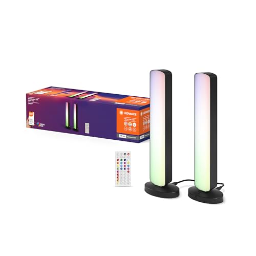 LEDVANCE SMART+ WIFI LED Stehleuchte, klein, schwarz, 2x 2,5W, 2x 480lm, regulierbares Weiß  und Farblicht, dimmbar, DIY  und Musikrhythmusfunktion, lange Lebensdauer, App steuerbar, 2700 6500K