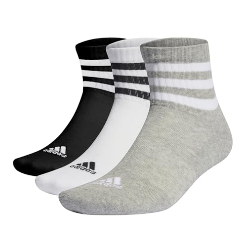 47% DESCUENTO adidas Unisex adulto 3 Stripes Cushioned Sportswear Mid Cut Socks 3 Pairs, Medium Grey Heather / White / Black, 8.5 10