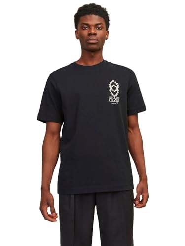 50% DESCUENTO JACK & JONES Jornoto Graphic Chest tee SS C.n Ln Camiseta, Negro, L para Hombre