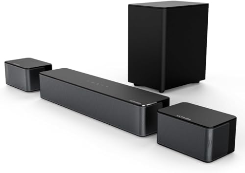ULTIMEA 5.1 Barra de Sonido, Barra de Sonido TV con Subwoofer y Altoparlanti Posteriori, Soundbar con Bluetooth, 3D Surround Sound System, 320W Barras de Sonido, App Control, Home Cinema, Poseidon D50