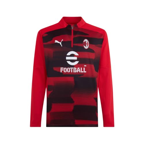 AC Milan Maglia Prematch con Zip A 1/4 Camiseta Temporada 2024/25, Rojo, X Large Unisex Adulto