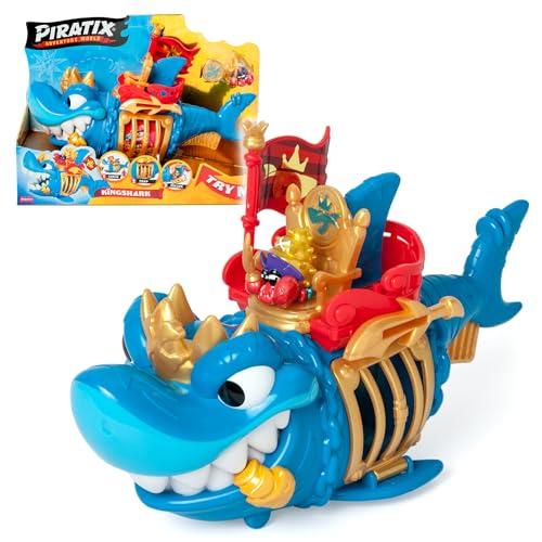 PIRATIX ADVENTURE WORLD King Shark– Tiburón articulado, con una Jaula para capturar a los Piratix rivales. Incluye 1 tiburón, 1 Tesoro Exclusivo, 1 Piratix Exclusivo y 1 Accesorio