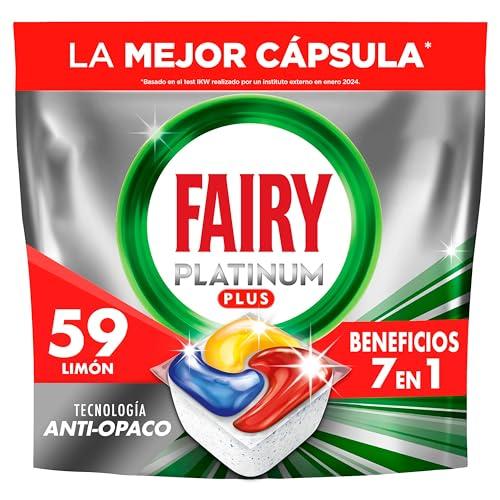 40% DESCUENTO Fairy Platinum Plus Cápsulas De Lavavajillas Todo En Uno Limón, 59 Cápsulas, El embalaje puede variar