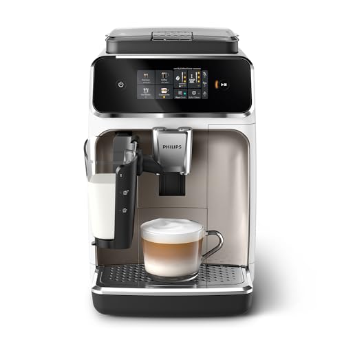 52% DESCUENTO Philips Serie 2300 Cafetera Espresso Superautomática Sistema exclusivo de leche LatteGo, 4 tipos de café personalizables, Extracción silenciosa SilentBrew, Display táctil. Cromo Blanco (EP2333/40)