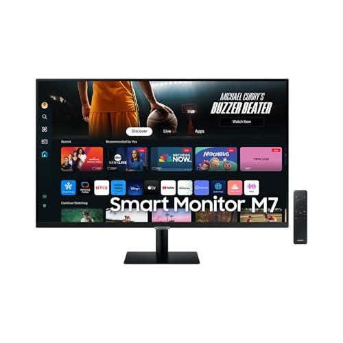 SAMSUNG LS27DM500EUXEN Smart Monitor M5 de 27″ Full HD (1920 x 1080, 16:9, 144Hz, 4ms, AMD FreeSync, Modo Eye Saver, Flicker Free), Negro, Versión 2024