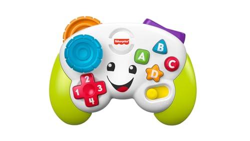 Fisher Price Laugh & Learn Mi primer mando de consola Mando de videojuegos de juguete con música y luces, para niños y niñas +6 meses, versión multilingüe: Inglés, Italiano, Portugués, Español, JFD13