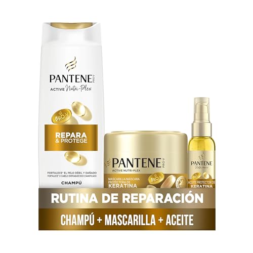 42% DESCUENTO Pantene Pro V Repara Y Protege Champú 325ml, Mascarilla Protectora De Keratina 300ml, Aceite Protector Keratina 100ml, Para Pelo Seco Y Dañado