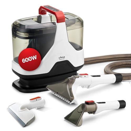 57% DESCUENTO Ufesa Eden 600   Aspiradora de Tapicerías con Agua 600W, Doble Depósito, Succión de Líquidos y Sólidos, Sepillo Multifunción, Ideal para Alfombras, Sofás, Coche y Cristales