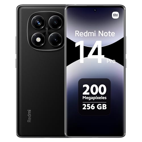Xiaomi Redmi Note 14 Pro Smartphone de 8+256GB, Pantalla de 6.67″ AMOLED FHD+ 120Hz, MediaTek Helio G100 Ultra, cámara de 200MP, TurboCharge 45W, 5500 mAh, Cargador no Incluido, Negro (Versión ES)