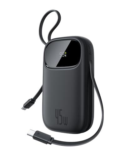 32% DESCUENTO Baseus Powerbank 45W 20000mAh con 2 Cables USB C Integrados, Power Bank PD3,0 QC4,0 Baterías Externas Carga Rapida, 3 C 1 A, Cargador Portátil para iPhone 16/15/14 Pro MAX, Samsung, Negro