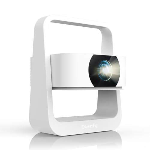 [App Integrada] Eeenfy Proyector Portátil, Proyector TV con E Focus/Keystone, 350ANSI, 1080P Soporte, Proyector WiFi Bluetooth, Proyector Video 4K Soporte para Cine en Casa, Mejora 2025, Blanco