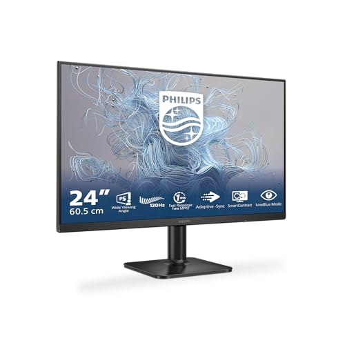 Philips 24E1N1100 Monitor Full HD de 24 Pulgadas, 120 Hz, Sincronización Adaptativa. (1920×1080, 1x D Sub, 1x HDMI 1.4) Negro