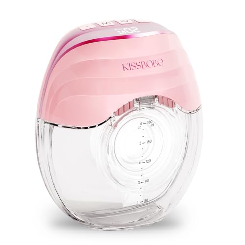KISSBOBO Extractor de leche eléctrico de edición rosa – lactancia discreta con 8 niveles de masaje, mesita de noche LED y tecnología ultrasilenciosa