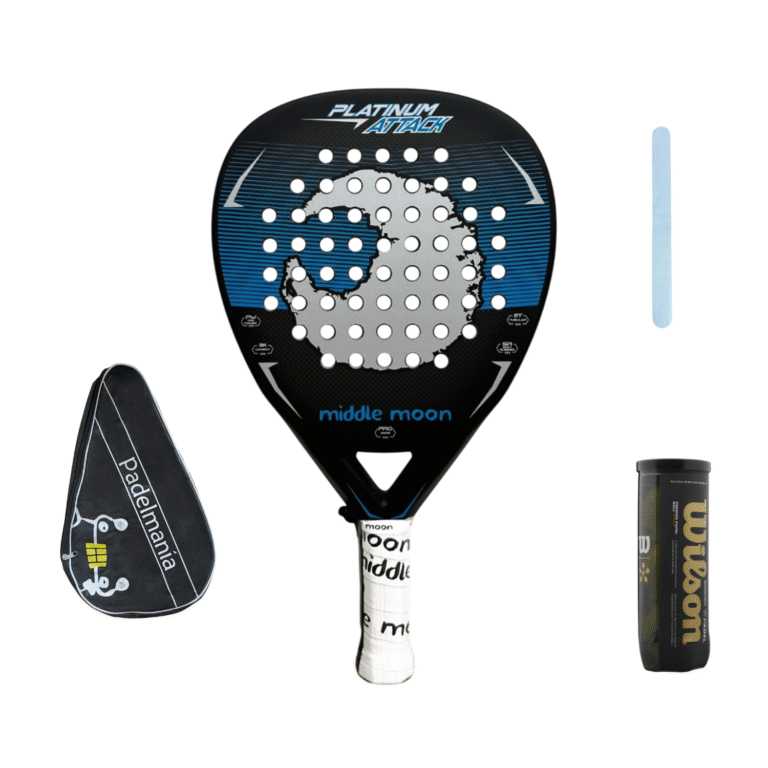 Pala de Pádel Middle Moon Platinum Attack + Funda Pádel Manía + Protector Transparente + Bote de Pelotas Wilson Premier | Miravia