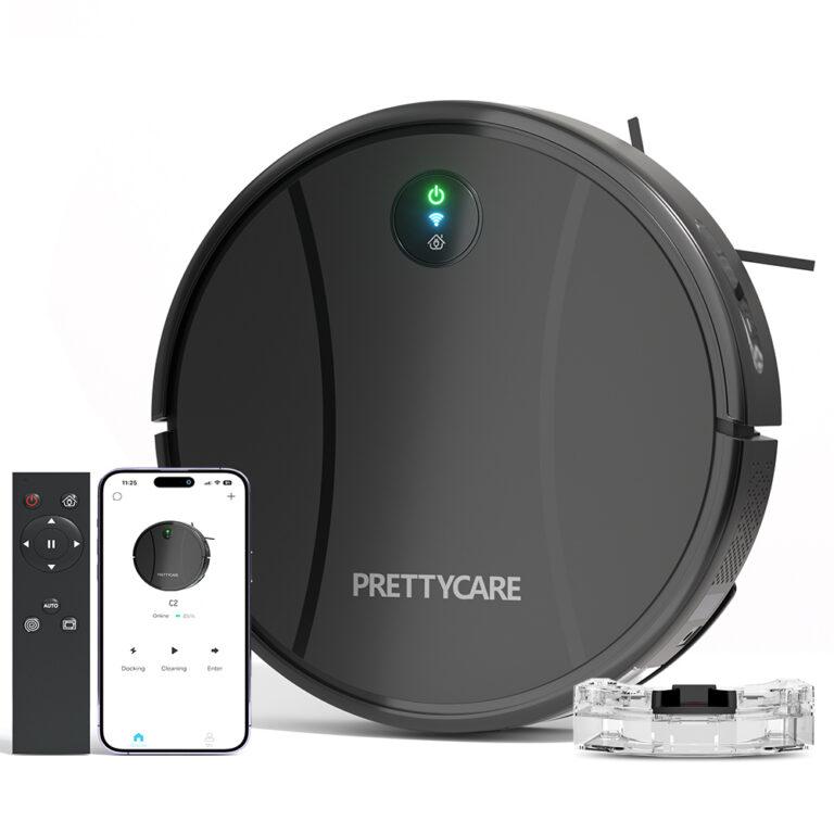 PrettyCare-Robot Aspirador C2, Fregona, Aspira y Barre al mismo tiempo, 4000Pa, Autonomía de 150 Minutos, aplicación/remoto/control | Miravia