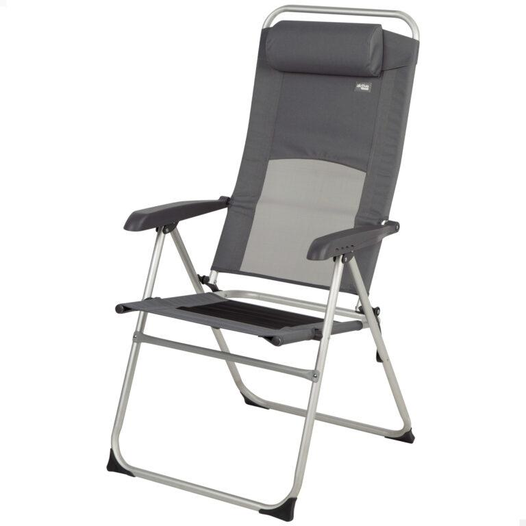 Aktive – Silla plegable, 48x63x114 cm, color gris, 6 posiciones, topes antideslizantes, cojín acolchado, respaldo alto, tejido poliéster de rejilla, peso soportado 110 kg, sillas de playa plegables, sillas plegables terraza, silla plegable jardín | Miravia