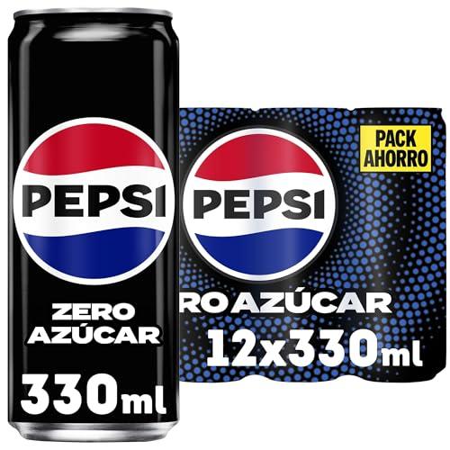 50% DESCUENTO Pepsi zero Refresco de cola con cero azúcar y cero calorías, pack de 12 latas de 330 ml, 3.96 litros en total