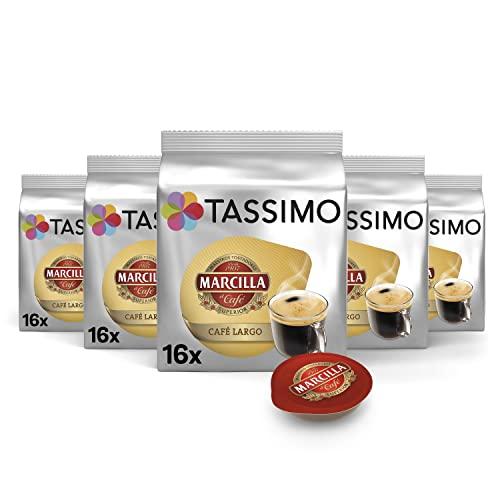 Tassimo Cápsulas de Café Marcilla Largo| 80 Cápsulas Compatibles con Cafetera Tassimo 5PACK Amazon Exclusive