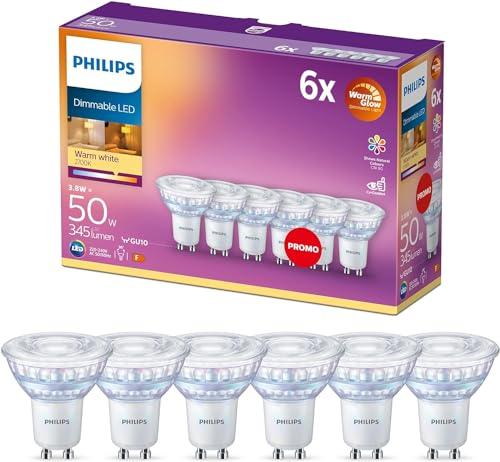 46% DESCUENTO Philips   LED Gu10, 3.8 W Equivalente a 50 W, 345 Lumen, Regulable, Blanco Cálido, 6 Unidad (Paquete de 1)