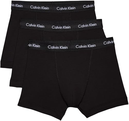 23% DESCUENTO Calvin Klein Pack de 3 Calzoncillos Bóxer para Hombre Algodón Elástico, Negro (Black W Black WB), M