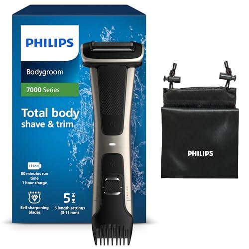 Philips Serie 7000 BG7025/15   Afeitadora corporal con cabezal de recorte y de afeitado, 80 minutos de uso, apta para la ducha, color negro