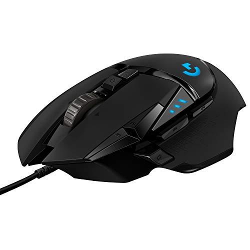 Logitech G502 HERO Ratón Gaming con Cable Alto Rendimiento, Captor HERO 25K, 25,600 DPI, RGB, Peso Personalizable, 11 Botones Programables, Memoria Integrada, PC/Mac   Negro