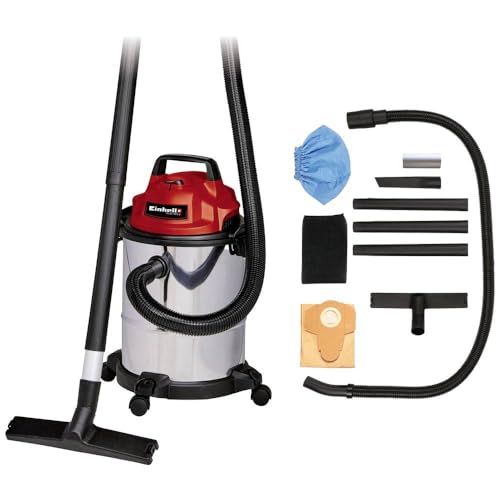 Einhell Aspiradora en seco y húmedo eléctrica con cable TC VC 1815 S. 220 240 V, 50 Hz, 1250 W, 15 Litros, potencia de succión de 180 mbar, 79 dB, velocidad de 37700 CV