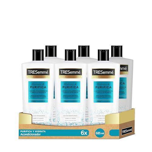 TRESemmé Acondicionador Hidrata & Purifica para pelo graso con Ácido Hialurónico y Arcilla Blanca, limpia e hidrata   Pack de 6 x 685ml