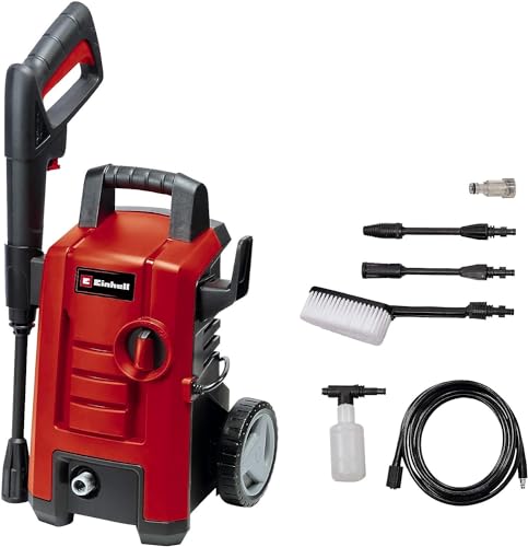 Einhell Limpiadora a alta presión TC HP 130 (1500 W, máx. 130 bar, incl. tubo flexible de alta presión, pistola, lanza, diversas boquillas, cepillo, contenedor de agente pulverizador)