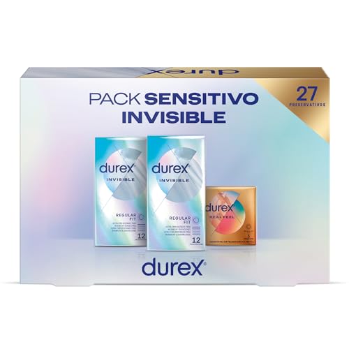 Durex, Pack Sensitivo Invisible, Preservativos Durex, Invisible Extra Sensitivo, Real Feel, 27 Condones