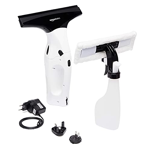 31% DESCUENTO Amazon Basics Juego de aspiradora limpiacristales con batería recargable de litio para ventanas, azulejos, espejos y mamparas de ducha,enchufe para UE, Reino Unido, EE. UU. y Japón incluido,2 unidad